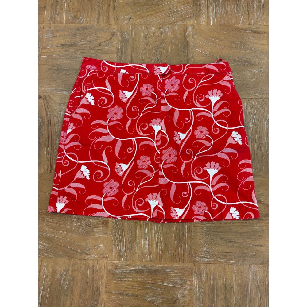 IZOD Golf Skort Women 6 Red White Floral Vine Print Active Skirt Built-in Shorts